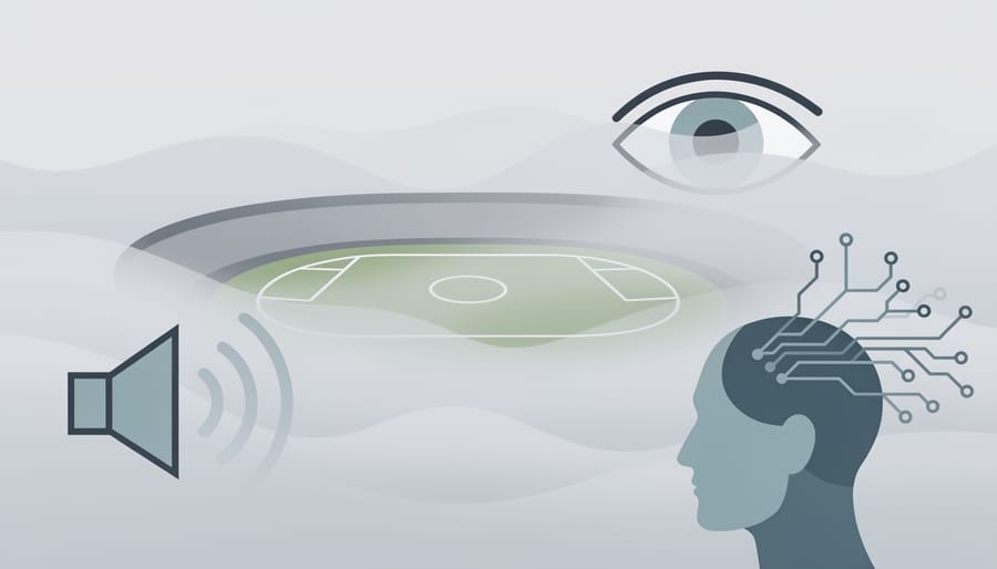 Tournament table with a controller and a mist-filled glass dome symbolizing reduced visibility from weather effects